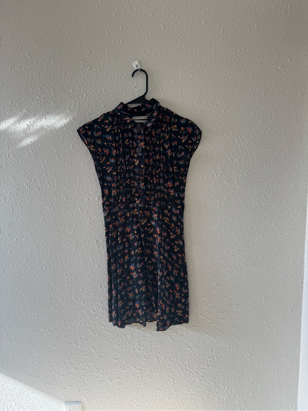 Urban Outfitters Black Floral Button-Front Dress